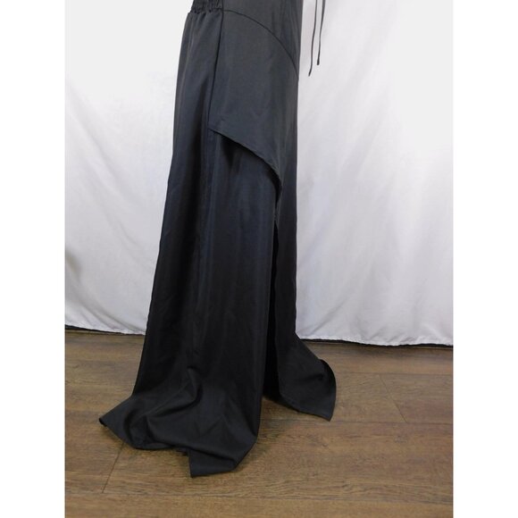 Black Spaghetti Strap Maxi Dress Womens Large Tie Front Smocked Back Flowy - Picture 8 of 12
